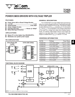 TC4626 Datasheet PDF TelCom Semiconductor Inc => Microchip