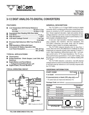 TC7126CKW Datasheet PDF TelCom Semiconductor Inc => Microchip