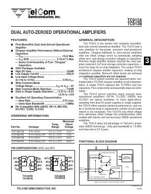 TC913BCOA Datasheet PDF TelCom Semiconductor Inc => Microchip