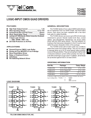 TC4467CPD Datasheet PDF TelCom Semiconductor Inc => Microchip