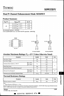 SI9933DY Datasheet PDF Temic Semiconductors