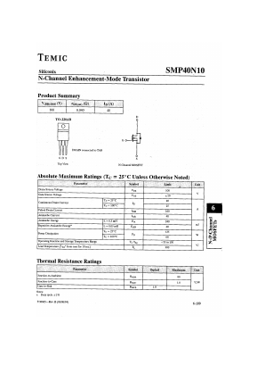 SMP40N10 Datasheet PDF Temic Semiconductors