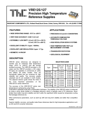 VRE127M Datasheet PDF Thaler Corporation