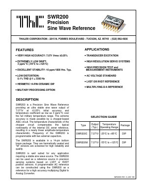 SWR200 Datasheet PDF Thaler Corporation