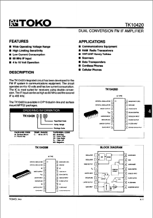 TK10420MCTL Datasheet PDF Toko America Inc 