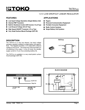 TK70110MBX/K10 Datasheet PDF Toko America Inc 