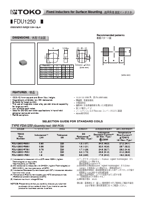 FDU1250C-1R5M Datasheet PDF Toko America Inc 