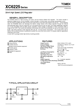 XC6225 Datasheet PDF TOREX SEMICONDUCTOR