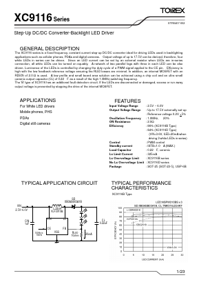 XC9116 Datasheet PDF TOREX SEMICONDUCTOR