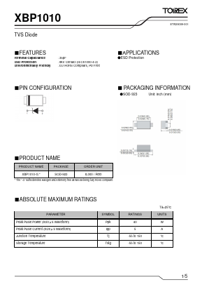 XBP1010-G Datasheet PDF TOREX SEMICONDUCTOR