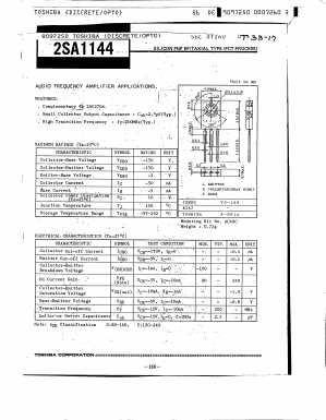 A1144 Datasheet PDF Toshiba