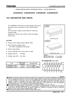ULN2003A Datasheet PDF Toshiba
