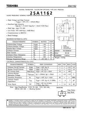 2SA1162 Datasheet PDF Toshiba