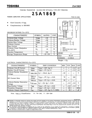 A1869 Datasheet PDF Toshiba