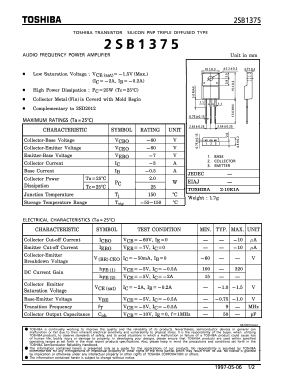 2SB1375 Datasheet PDF Toshiba