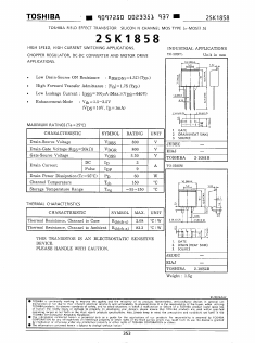 K1858 Datasheet PDF Toshiba