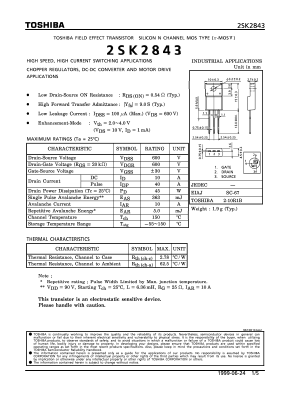 K2843 Datasheet PDF Toshiba