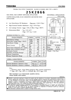 2SK2866 Datasheet PDF Toshiba