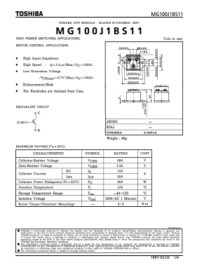 MG100J1BS11 Datasheet PDF Toshiba