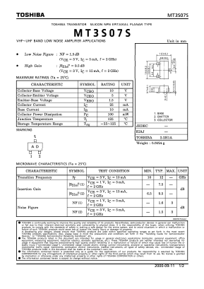 MT3S07S Datasheet PDF Toshiba