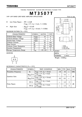 MT3S07T Datasheet PDF Toshiba