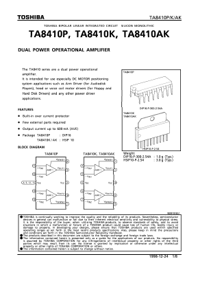 TA8410P Datasheet PDF Toshiba