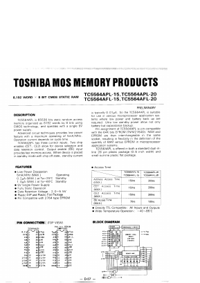 TC5564APL-15 Datasheet PDF Toshiba