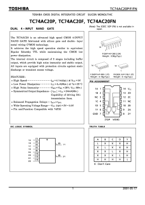TC74AC20FN Datasheet PDF Toshiba