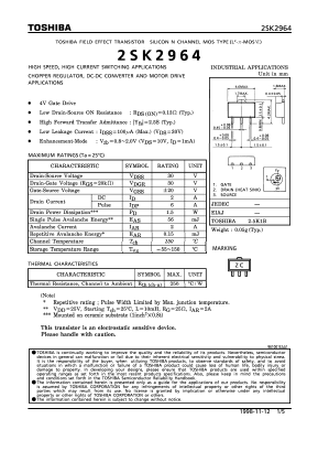 2SK2964 Datasheet PDF Toshiba