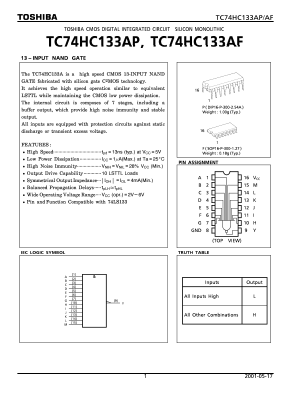 TC74HC133AP Datasheet PDF Toshiba