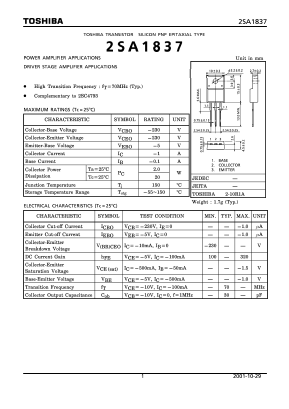 2SA1837(F,M) Datasheet PDF Toshiba