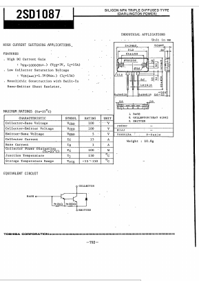 2SD1087 Datasheet PDF Toshiba