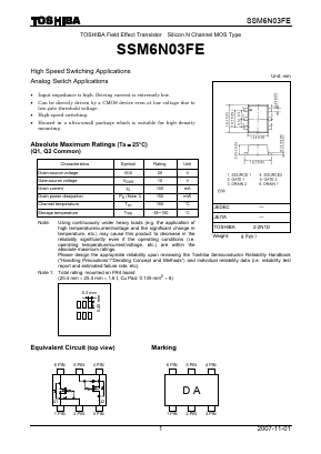 SSM6N03FE Datasheet PDF Toshiba