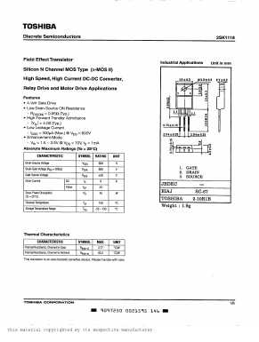 2SK1118 Datasheet PDF Toshiba