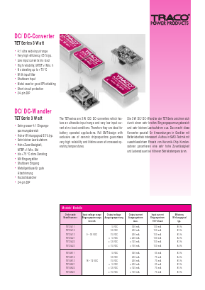 TET4821 Datasheet PDF Traco Power