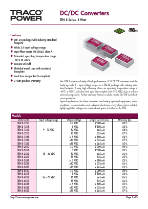 TEN8-1210_08 Datasheet PDF Traco Power