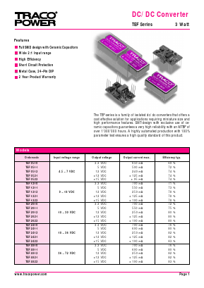 TEF0511 Datasheet PDF Traco Power