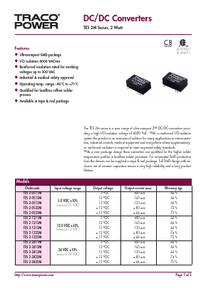 TES2-0511M Datasheet PDF Traco Power