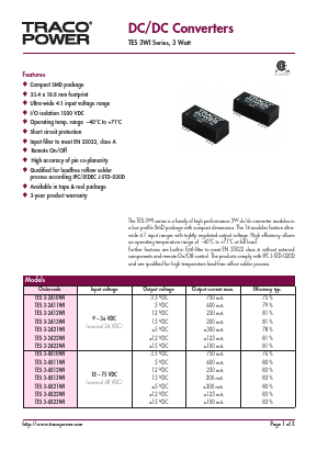 TES3-2421WI Datasheet PDF Traco Power