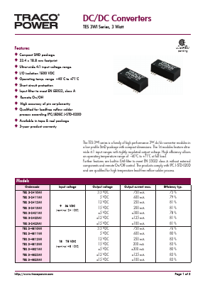 TES3-4823WI Datasheet PDF Traco Power