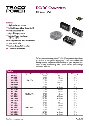 TMV0505S Datasheet PDF Traco Power
