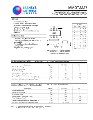 MMDT2907A Datasheet PDF Transys Electronics Limited