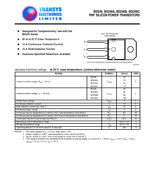 BD246 Datasheet PDF Transys Electronics Limited