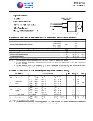 TR16 Datasheet PDF Transys Electronics Limited