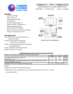 1SMB2EZ190 Datasheet PDF Transys Electronics Limited