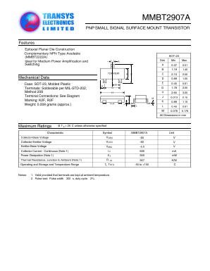 MMBT2907A Datasheet PDF Transys Electronics Limited