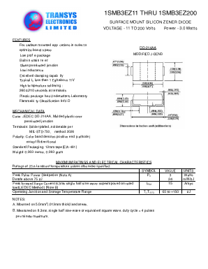 1SMB3EZ47 Datasheet PDF Transys Electronics