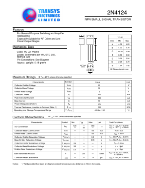 2N4124 Datasheet PDF Transys Electronics