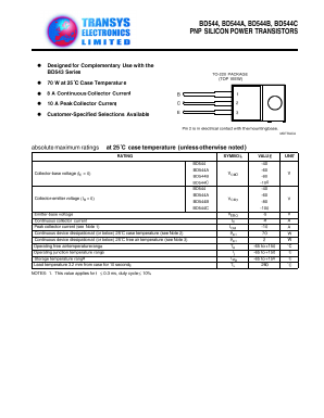 BD544B Datasheet PDF Transys Electronics