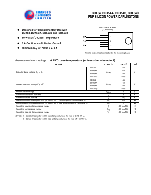 BDX54C Datasheet PDF Transys Electronics